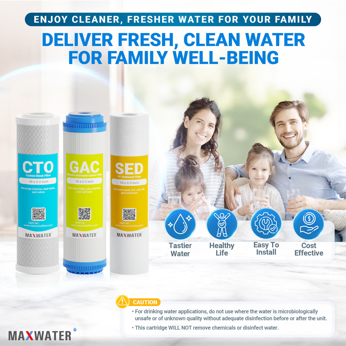 GAC filter replacement cartridge for enhancing water quality and purity