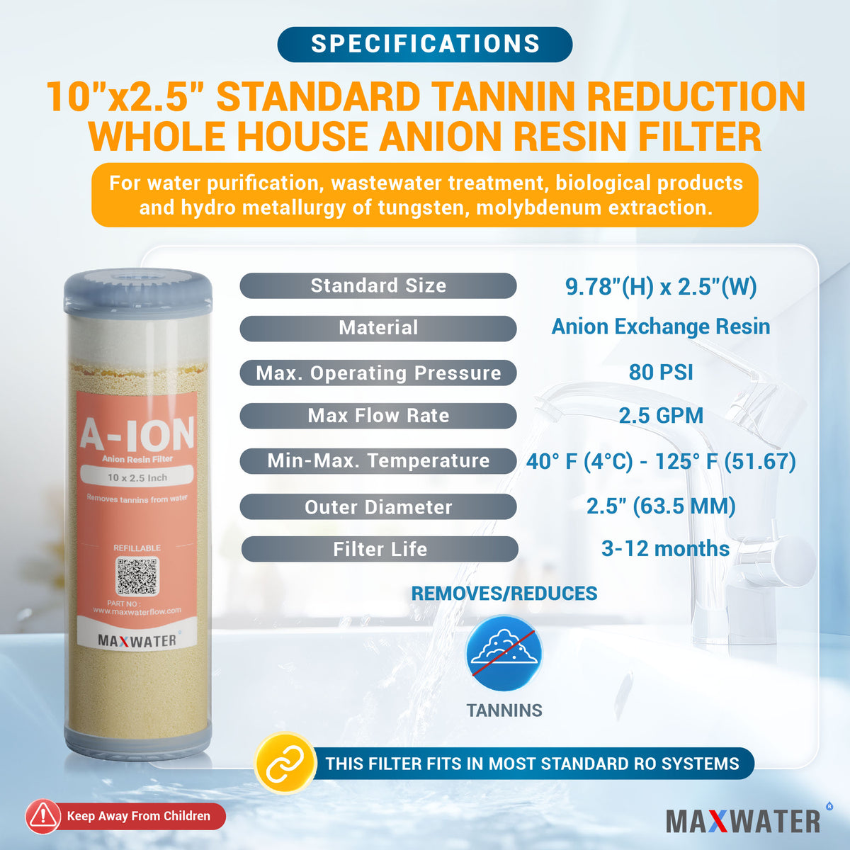 removes tannin from water