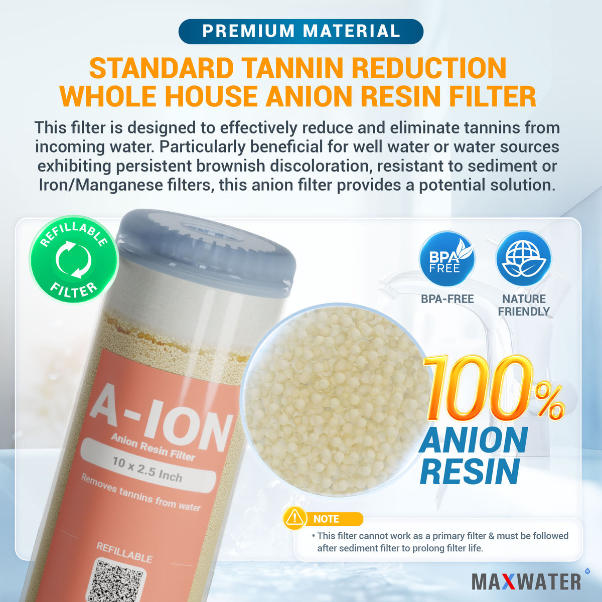 tannin filter cartridge anion resin